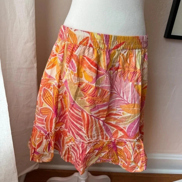 C & C California Printed Skirt, Women's Size Large L, Pink/Orange Ruffle… - Picture 2 of 4